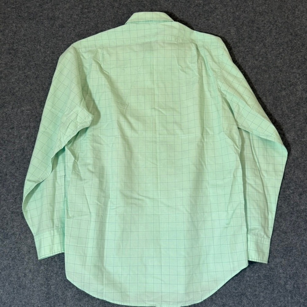 Ralph Lauren Purple Label Mens Mint Green Windowpane Cotton Dress Shirt 16.5 L - Picture 2 of 10